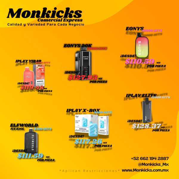 PAQUETES MIX DE VAPES (500-600PZS)